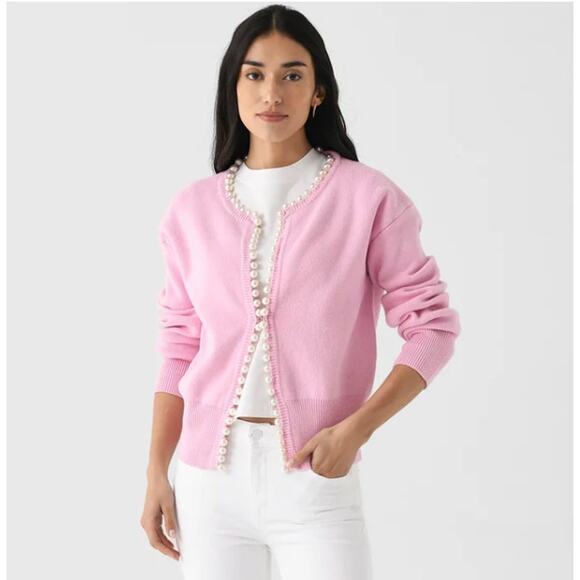 Self-Same Pink Pearl Charlotte Cotton Cardigan Loveshack Fancy - Picture 3 of 16